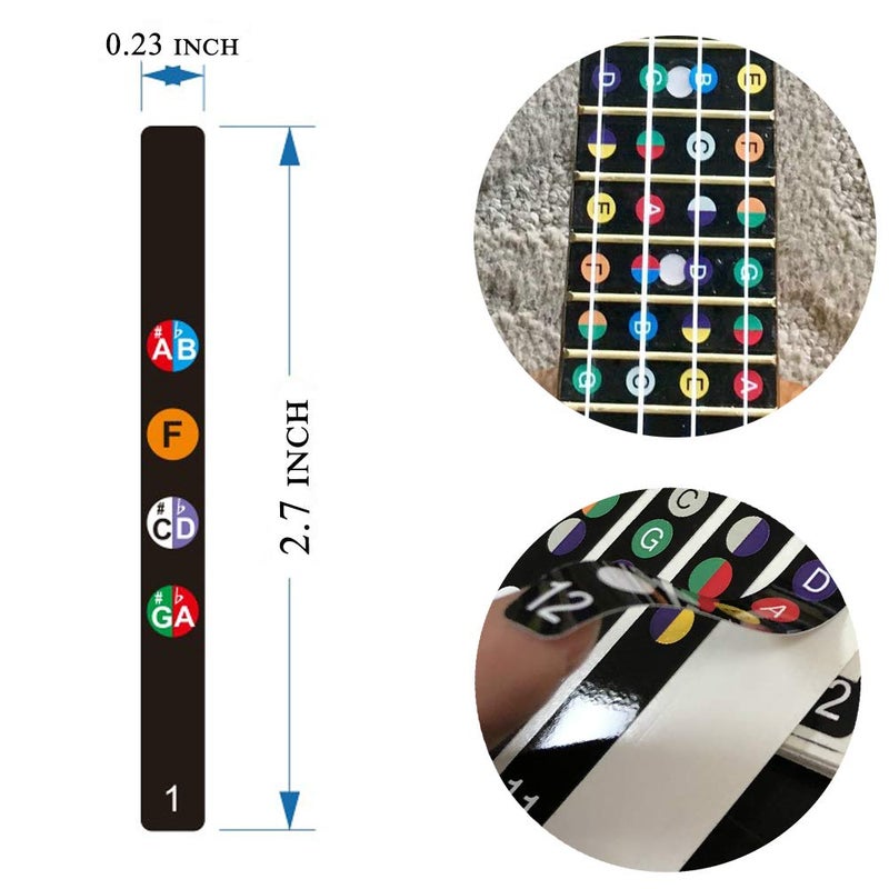Koldot Ukulele Fretboard Stickers - Chord Fret Stickers & Note Sticker for Soprano, Concert & Tenor - Finger Guide for Ukulele Beginner 2PC - Image 3